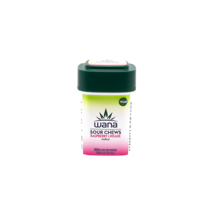 Wana Sour Chews – Raspberry Limeade Indica – 300mg THC