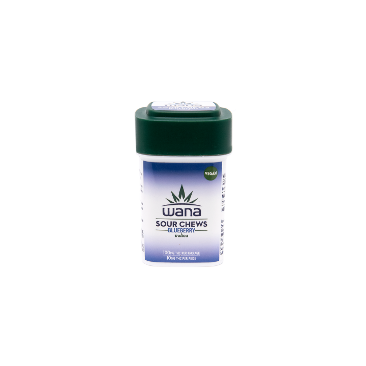 Wana Sour Chews – Blueberry Indica – 100mg THC